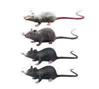 XLTXWD 4Pcs Toy Rat, Rat Toys, Lifelike Fake Mouse Realistic Mice, Halloween Prank, Rubber Rat with Long Tail, Creepy April Fool's Day Decorations Mouse Cat Prop Ornament