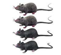 XLTXWD 4Pcs Toy Rat, Rat Toys, Lifelike Fake Mouse Realistic Mice, Spooky Rat, Halloween Prank, Rubber Rat with Long Tail, Creepy April Fool's Day Decorations Mouse Cat Prop Ornament (4pcs)