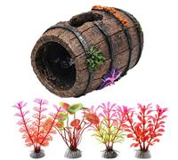 XLTXWD 5Pcs Fish Tank Ornaments, Fish Tank Decorations, Aquarium Ornaments, Fish Tank Accessories with Plants and Starfish Barrel, Fish Accessories for Aquarium Decoration