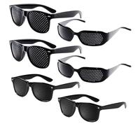 XLTXWD 6PCS Pinhole Glasses, Pin Hole Glasses for Eye Relaxation, Correction to Reduce Eye Fatigue from Digital Screens, Suitable for Office Workers and Students (Black2)