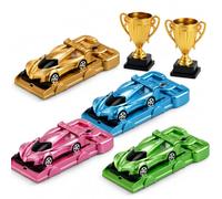 XLTXWD 6Pcs Speed Racer Race Car Set, Interactive Racing, Portable Travel Entertainment with Fine Motor Skill Play, Includes Launch Cars and Trophies for Group Play Activities