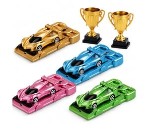 XLTXWD 6Pcs Speed Racer Race Car Set, Interactive Racing, Portable Travel Entertainment with Fine Motor Skill Play, Includes Launch Cars and Trophies for Group Play Activities