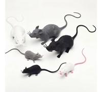 XLTXWD 6Pcs Toy Rat, Rat Toys, Lifelike Fake Mouse Realistic Mice, Spooky Rat, Halloween Prank, Rubber Rat with Long Tail, Creepy April Fool's Day Decorations Mouse Cat Prop Ornament