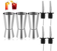 XLTXWD 7PCS Spirit Measure, Shot Measures for Spirits, with 4Pcs Bottle Pourers for Spirits,Shot Measures for Spirits, Drink Measures for Spirits Stainless Steel Double Spirit Measures 25ml 50ml