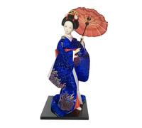 XLWLLNJ 12 Inch Japanese Geisha Lady Figurine Handicraft Kimono Dolls Ethnic Japanese Geisha Dolls for Decoration, Dark Blue