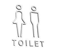 XLWLLNJ 2x Toilet Sign WC Sign Office Acrylic Restroom Wall Label Sticker Antique Door Plaque No Drill Toilet Signage Signage Board, silver