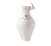XLWLLNJ Artistic Vase Ceramic Sculpture Decorative Modern With Contemporary Minimal Shape And Ruffled Rim suitable for living rooms entryways hotels model, Retro White, Short 19 19 H40cm