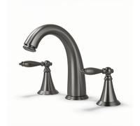 XLWLLNJ Basin Faucet Sink Tap Lavatory Mixer Vanity Spout with Traditional Profile Split Two Handle Control Three Hole Install Copper Ceramic Interior, Gunmetal Gray