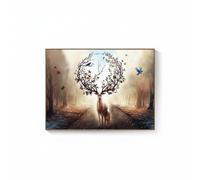 XLWLLNJ Distribution Panel Concealer Electrical Panel Opening Oil Canvas Core with Frame Suitable for, Flip Cover 50x40cm Covers 38x30cm, B - Mother and Child Deer