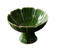 XLWLLNJ Elegant Ceramic Pedestal Bowl for Desserts and Snacks, Green