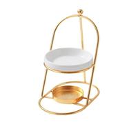 XLWLLNJ Essential Oil Burner, Tealight Holder, Aroma Melt Warmer, Removable Ceramic Bowl for The Cupboard, Gold