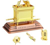 XLWLLNJ Religious Display Covenant Ark Model Miniature Ornament Figurine Statue With Cherubim Historical Metal With Accessories Suitable for tabletop shelf, SET 2 With Base