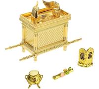 XLWLLNJ Religious Display Covenant Ark Model Miniature Ornament Figurine Statue With Cherubim Historical Metal With Accessories Suitable for tabletop shelf, SET 1 Without Base