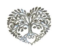XLWLLNJ Tree Birds Metal Art Decor Sculpture, Heart Decor Hanging Decoration, Silver