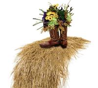 XLX TURF Artificial Hay Grass Table Runner - Yellow Fake Straw for Farm Western Cowboy Easter Safari Jungle Party Wild One Birthday Party Wedding Decorations, Tiki Bar Thatch - 33x91 cm