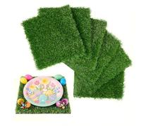XLX TURF Green Artificial Grass Square Mats, 6 Pack 12"x12" Fake Grass Tiles Placemats Table Centerpiece Decor Spring Easter Party, Patio, Pets Turf Patch DIY Crafts