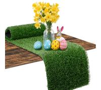 XLX TURF Green Artificial Grass Table Runner for Easter Decorations - Fake Grass Model Crafts for Football Happy Birthday Party Jungle Safari Minecraft Theme Table Centrepiece, 30.5cm x 183cm