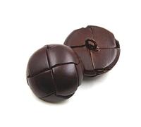 xlygood 5pcs Genuine Leather Covered Buttons 15mm-26mm Black Brown Leather Button for Coats Jacket Buttons, Coffee, 26mm