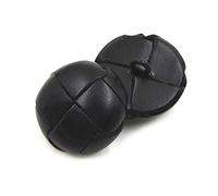 xlygood 5pcs Genuine Leather Covered Buttons 15mm Black Round Garment Buttons