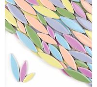XLyrriun 85g Ceramic Petal Mosaic Tiles DIY Porcelain Leaf Tile Willow Leaves Making Stones for Walls, Crafts(Light Color Mix)
