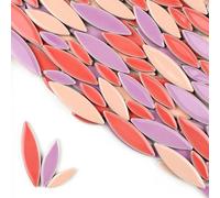 XLyrriun 85g Ceramic Petal Mosaic Tiles DIY Porcelain Leaf Tile Willow Leaves Making Stones for Walls, Crafts(Purple LightRed Pink)