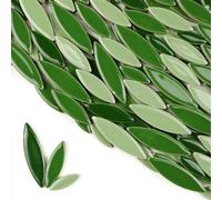 XLyrriun 85g Ceramic Petal Mosaic Tiles DIY Porcelain Leaf Tile Willow Leaves Making Stones for Walls, Crafts(Green Mix 1)