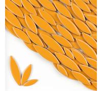 XLyrriun 85g Ceramic Petal Mosaic Tiles DIY Porcelain Leaf Tile Willow Leaves Making Stones for Walls, Crafts(Orange)
