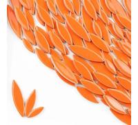 XLyrriun 85g Ceramic Petal Mosaic Tiles DIY Porcelain Leaf Tile Willow Leaves Making Stones for Walls, Crafts(Orange Red)