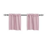 XLyrriun Kitchen Blackout Window Curtains Thermal Insulated Short Curtain Living Room Bedroom Rod Pocket Waffle Weave Tier Small Panels for Kitchen, living room(Pink,1PANEL_132X76CM)