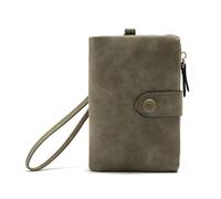 XLyrriun Women Folding Short Wallet Ladies Leather Wallet Simple Short Coin Purse Cute Solid Color Card Holder for Female for Cash, Card(Dark Green)
