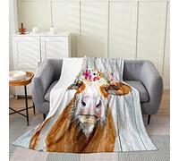 XLYYDS Cow Print 3D Printed Flannel Throw Blanket, Fluffy Warm Fleece Blanket Soft Animal Blankets Kids Adults Blanket for Bed, Couch and Sofa