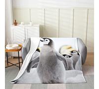 XLYYDS Penguin 3D Printed Flannel Throw Blanket, Fluffy Warm Fleece Blanket Soft Blankets Kids Adults Blanket for Bed, Couch and Sofa 100x130cm