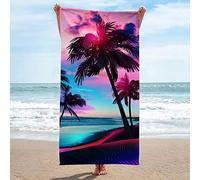 XLYYDS Tropical Palm Tree 3D Microfibre Beach Towel Large 70x150 cm for Adults Kids, Super Absorbent, Quick Dry, Sand Free, Lightweight Beach Towels for Gym, Swimming, Sports, Travel or Bath