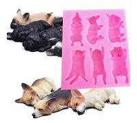 XLZSP 6 Cavity 3D Dog Shape Silicone Mold, Polymer Clay Mold, Crafting, Resin Epoxy,DIY Fashion Decoration Tools Fondant Mold,Soap Mold,Candle Mold