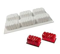 XLZSP 6-Cavity Love Letter Shape Silicone Bakeware Mold 3D Mousse Cake Baking Molds DIY Tool Dessert Cheese Pastry Truffle Pudding Jelly Soap Candle Clay Resin Making Molds (MK-12)