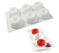 XLZSP 6-Cavity Wool Circle Shape Silicone Bakeware Mold 3D Mousse Cake Baking Molds DIY Tool Dessert Cheese Pastry Truffle Pudding Jelly Soap Candle Clay Resin Making Molds (MK-10)