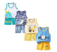 XM-Amigo 8 Pieces Baby Boys Sleeveless Vest Shorts Set,18-24 Months