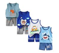XM-Amigo 8 Pieces Baby Boys Sleeveless Vest Shorts Set,18-24 Months