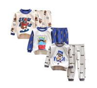 XM-Amigo Baby Boys 3 Pack Cotton, Long Sleeve Pajama Sets,6 Months-10 Years | 100% Cotton fabric base layer long johns cartoon print underwear suitable as inner wear sleepwear for fall & winter