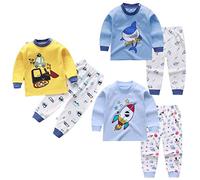 XM-Amigo Baby Boys 3 Pack Cotton, Long Sleeve Pajama Sets,6 Months-10 Years | 100% Cotton fabric base layer long johns cartoon print underwear suitable as inner wear sleepwear for fall & winter