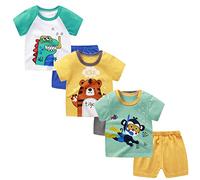 XM-Amigo Boys 3-Set Short Sleeve Shorts T-Shirts Half Sleeve, Pack of 6 （Without Shoulder Buckle）