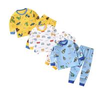 XM-Amigo Boys Kids Pyjamas 3 Set Bear Astronaut Dinosaur Print Kids Pjs Pajama Long Sleeve Top Cotton Sleepewar Shirts & Pants Bottoms Nightwear Children Outfit 6-12 Months,label :73/50