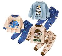 XM-Amigo Boys Kids Pyjamas 3 Set Bear Astronaut Dinosaur Print Kids Pjs Pajama Long Sleeve Top Cotton Sleepewar Shirts & Pants Bottoms Nightwear Children Outfit 6-12 Months,label :73/50