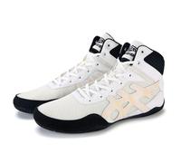 XMACKEEDGH Non Slip Breathable Mesh Boxing Shoes, Lightweight Men's Wrestling Shoes for Fitness Training Workout Fighting Sports(White,7 UK)