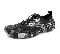 XMACKEEDGH Quick Drying Water Shoes for Women Men, Hiking Barefoot Water Shoes with Drainage, Adjustable Fit for Walking, Surfing Barefoot Adventures(Black,5 UK)