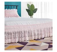 XMAIYIF Valance Sheet Double Bed Ruffles Lace Bed Skirt Soft Microfiber Large Size Dust-proof Protector Silk Bed Sheet Wrap Around Three Side Bedroom Accessory(Pink,120x200x38cm)