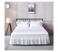XMAIYIF Valance Sheet Double Bed Super Awesome Latest 15 Inch High Beautiful Dust Ruffles Lace Bed Skirt With Breathable Premium Pleated Easy Fit (White, Queen)(160x200x38cm)