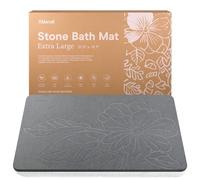 XMarrat Extra Large Stone Bath Mat Large, 31.5'' x 19.7'' Diatomaceous Earth Non-Slip Stone Shower Mat, Super Absorbent Diatomite Stone Mats for Bathroom, Quick Drying, Easy to Clean (Dark Gray)