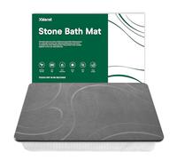 XMarrat Stone Bath Mat, Diatomaceous Earth Bath Mat, Super Absorbent Quick Drying Stone Bath Mats for Bathroom, Non-Slip Bath Stone Mat, Natural Stone Shower Mat, Easy to Clean(23.6 x 15.4 Dark Grey)