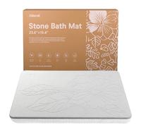 XMarrat Stone Bath Mat Large, 23.6'' x 15.4'' Diatomaceous Earth Non-Slip Stone Shower Mat, Super Absorbent Diatomite Stone Mats for Bathroom, Quick Drying, Easy to Clean (Light Gray)